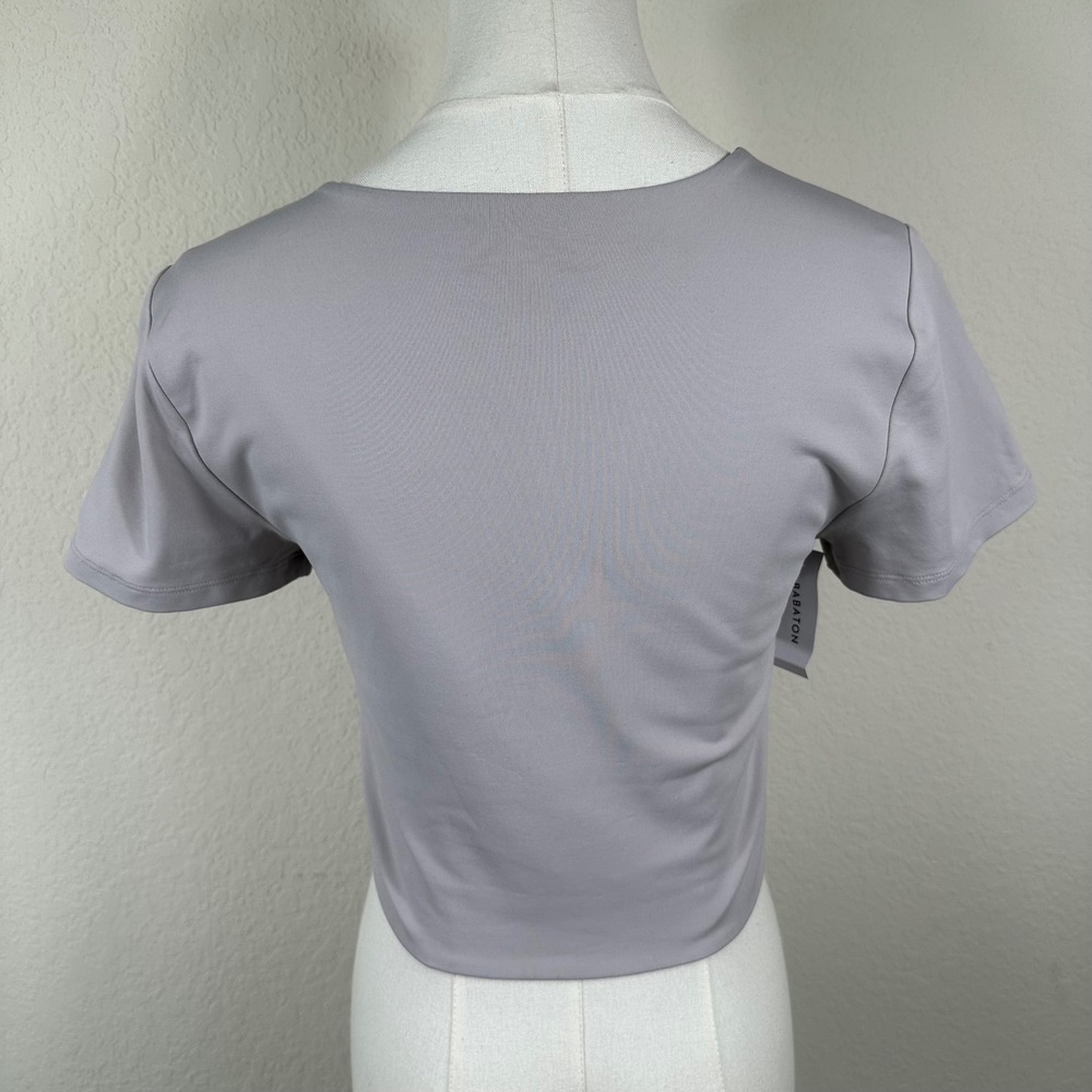 NWT Aritzia Babaton Contour Crew T-Shirt Womens L Opal Grey Double Layered Top - Picture 2 of 8
